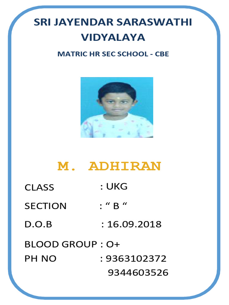 Free Sample School ID Card Template | PDF