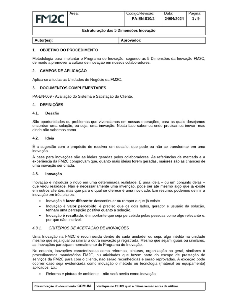 PA-EN-010-Estruturação Das 5 Dimensões Inovação | PDF | Inovação | Cliente