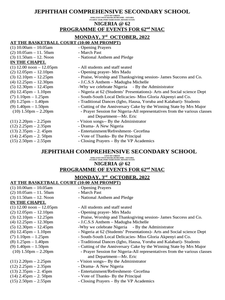 2022 Independence Day Programme | PDF