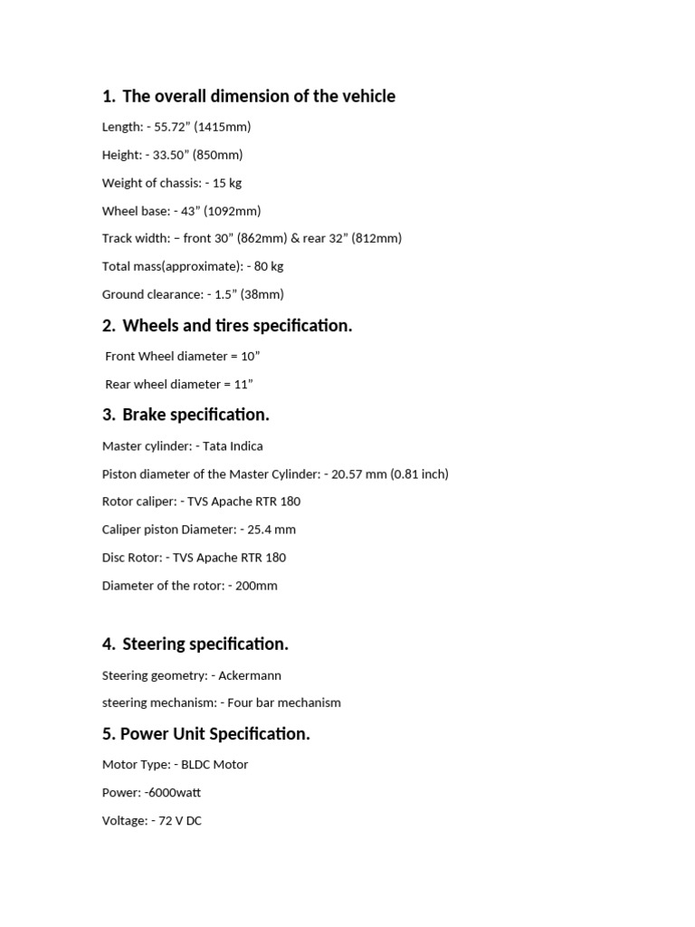 Vehicle Spec | PDF
