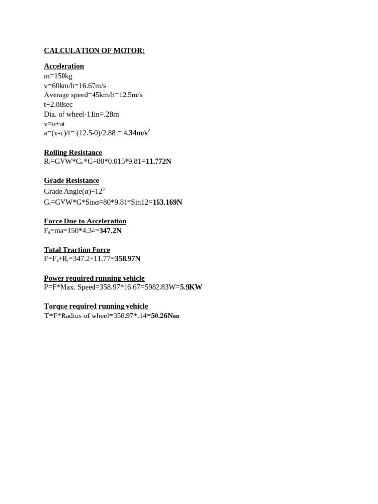 CALCULATION OF Change | PDF | Brake | Torque