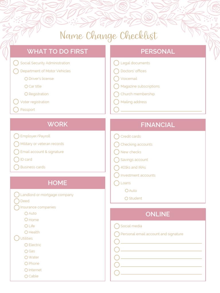 Name Change Checklist | PDF