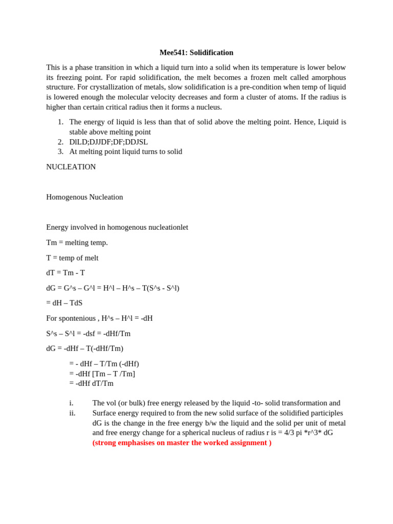 Mee541 Solidification | PDF