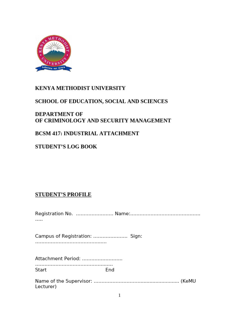 BCSM 417 Industrial Attachment LOG BOOK (Current) | PDF | Closed ...