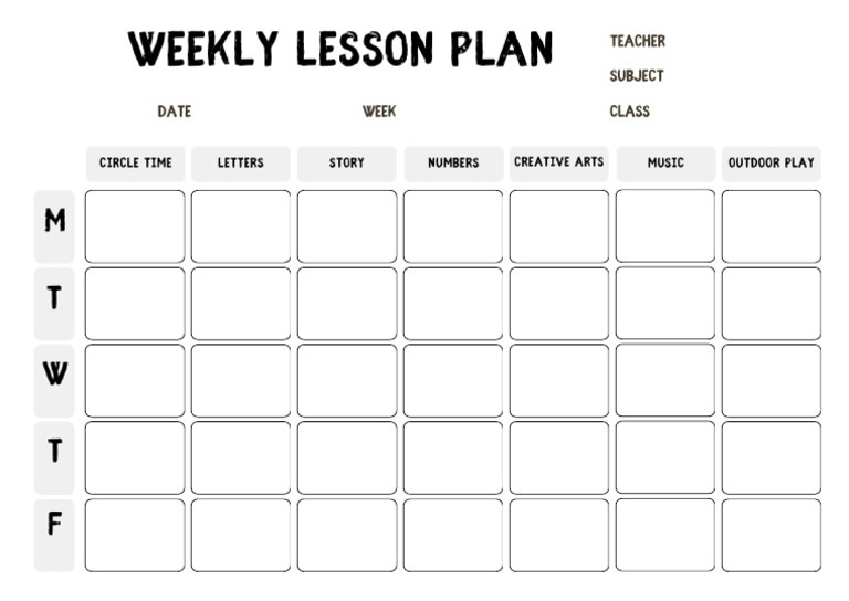 A 4 Weekly Lesson Plan | PDF