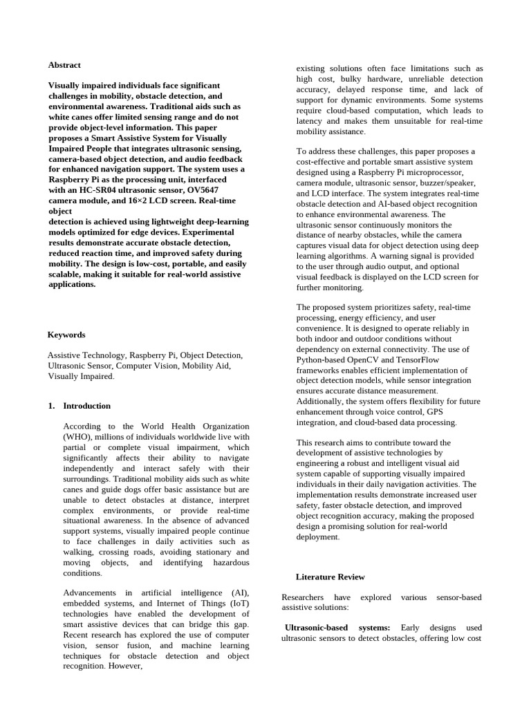 Smart Assistive System IEEE | PDF | Ultrasound | Internet Of Things