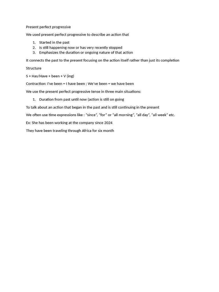 Present Perfect Progressive | PDF