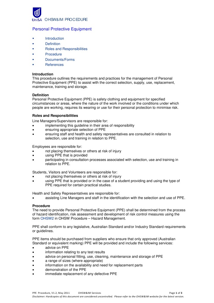 PPE Management and Compliance Procedure | PDF | Personal Protective ...