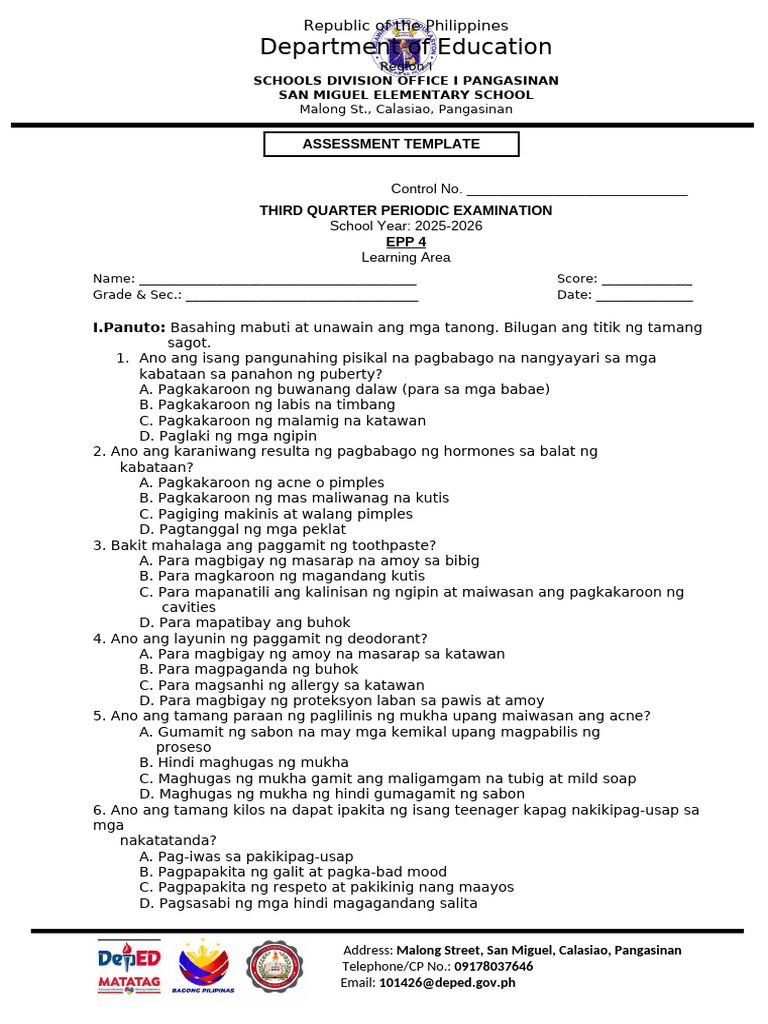 Third Periodic Test Quality Forms 2024 | PDF