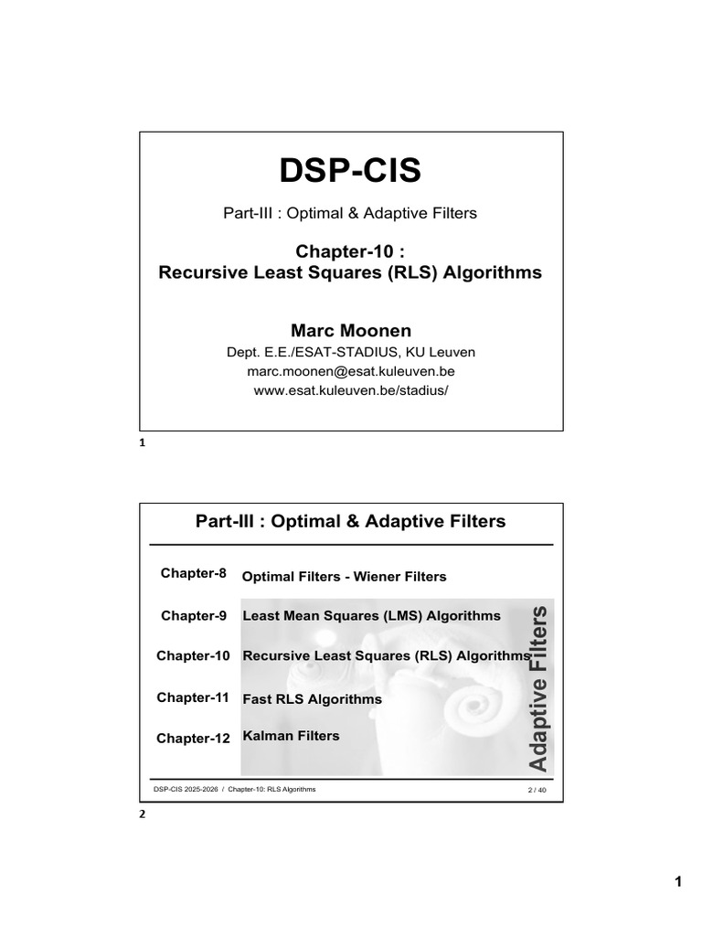 Chapter10 RLS Algorithms Pp40 BW | PDF | Least Squares | Numerical Analysis
