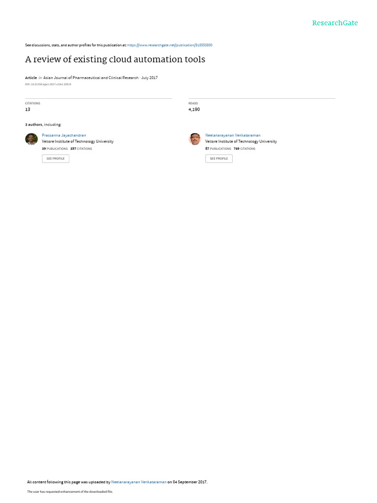 A Review of Existing Cloud Automation Tools | PDF | Cloud Computing ...