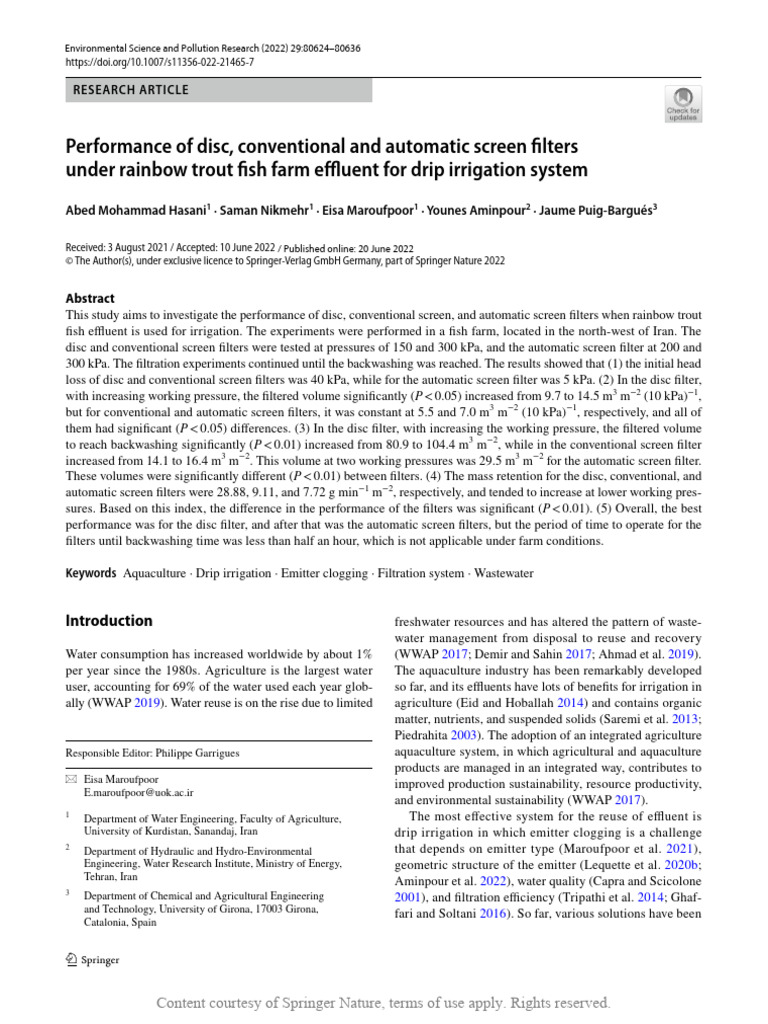 Performance of Disc Conventional and Automatic SCR | PDF | Filtration ...