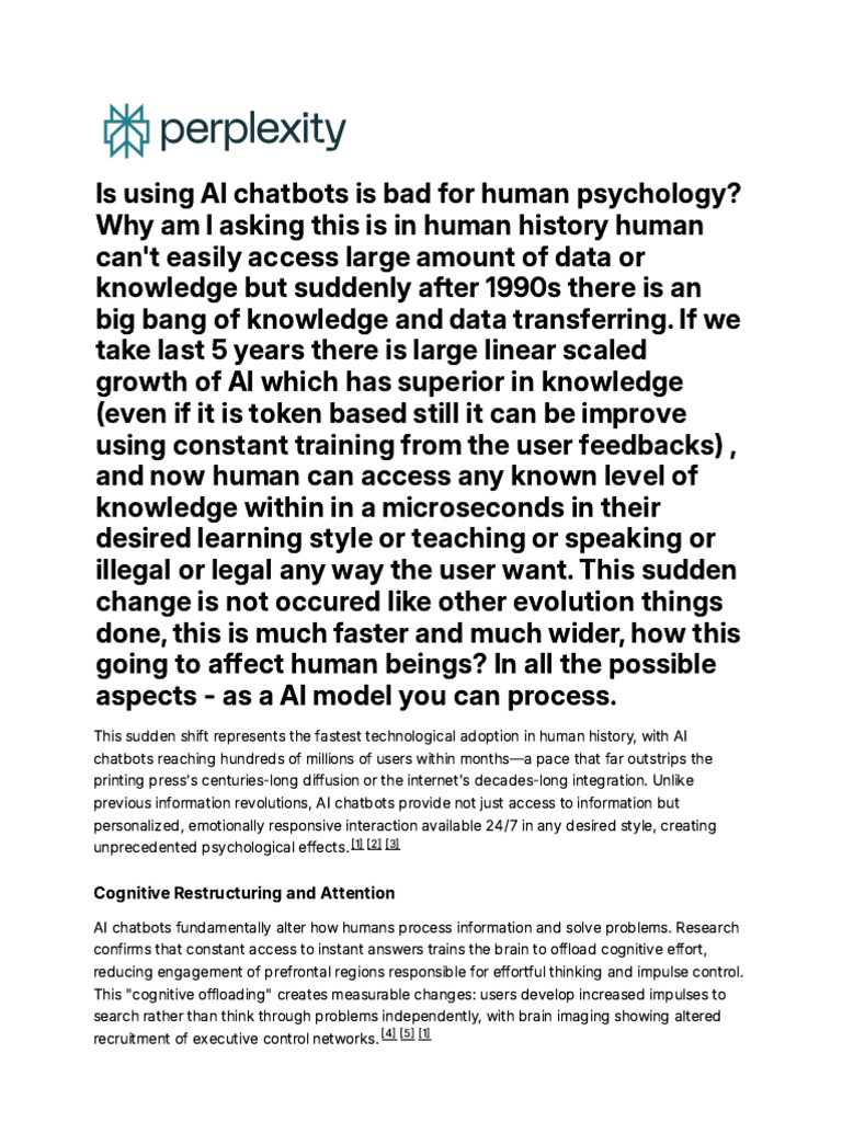 Is Using AI Chatbots Is Bad For Human Psychology | PDF | Intelligence ...