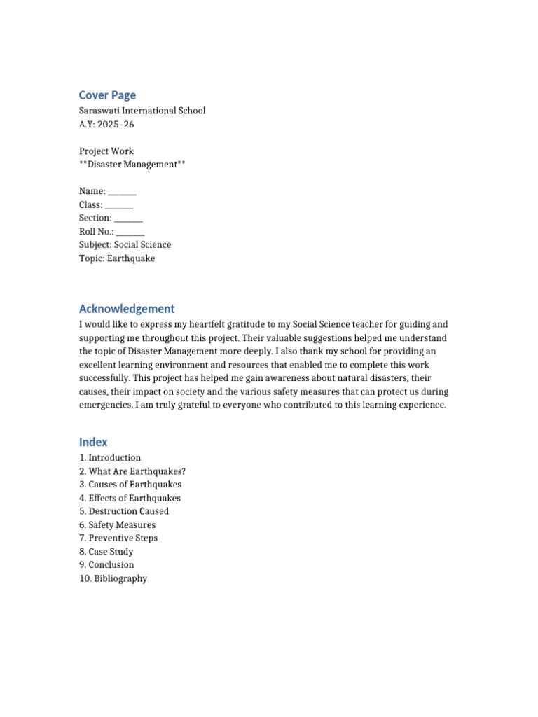 Disaster Management Project | PDF | Earthquakes | Seismology