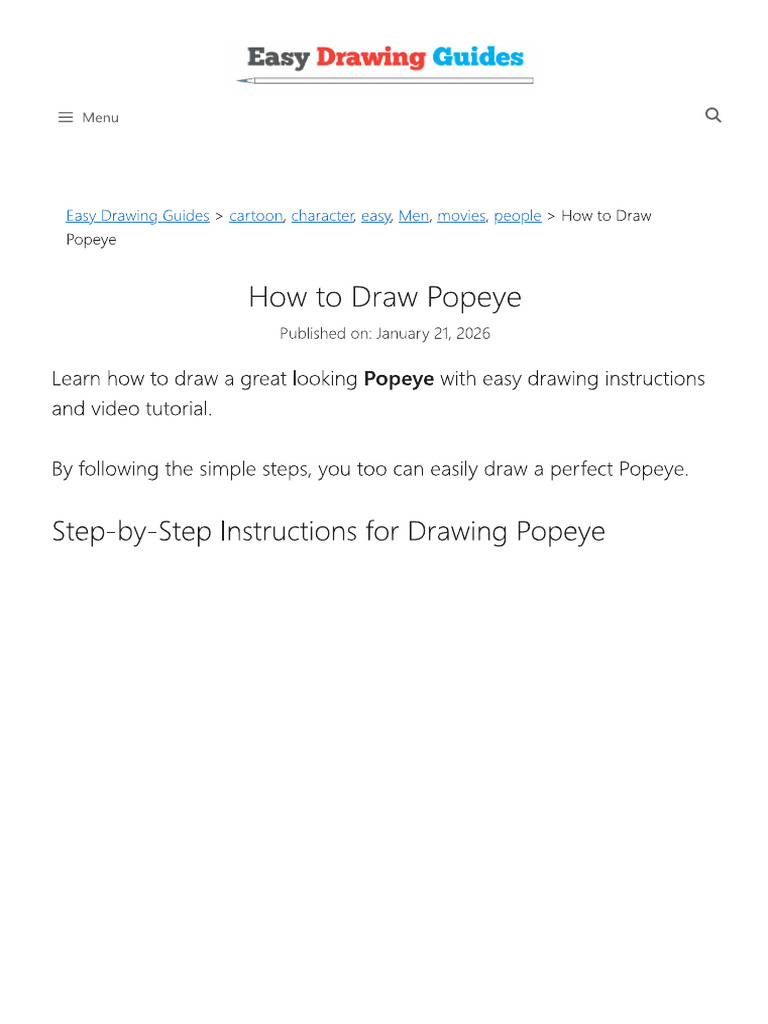 How To Draw Popeye | PDF