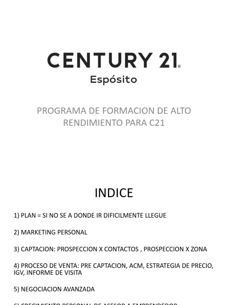 Programa de Formacion de Alto Rendimiento C21 Esposito | PDF ...