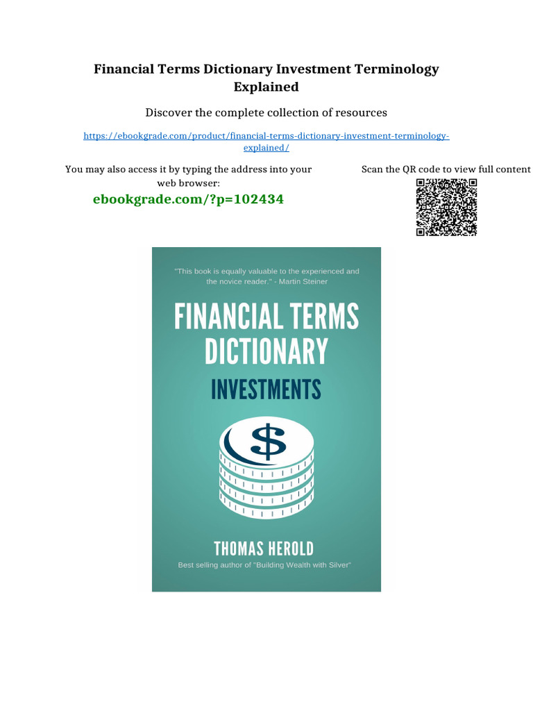 Financial Terms Dictionary Investment Terminology Explained Updated ...