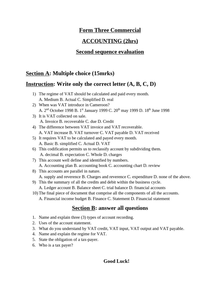 Accounting Form 3 | PDF