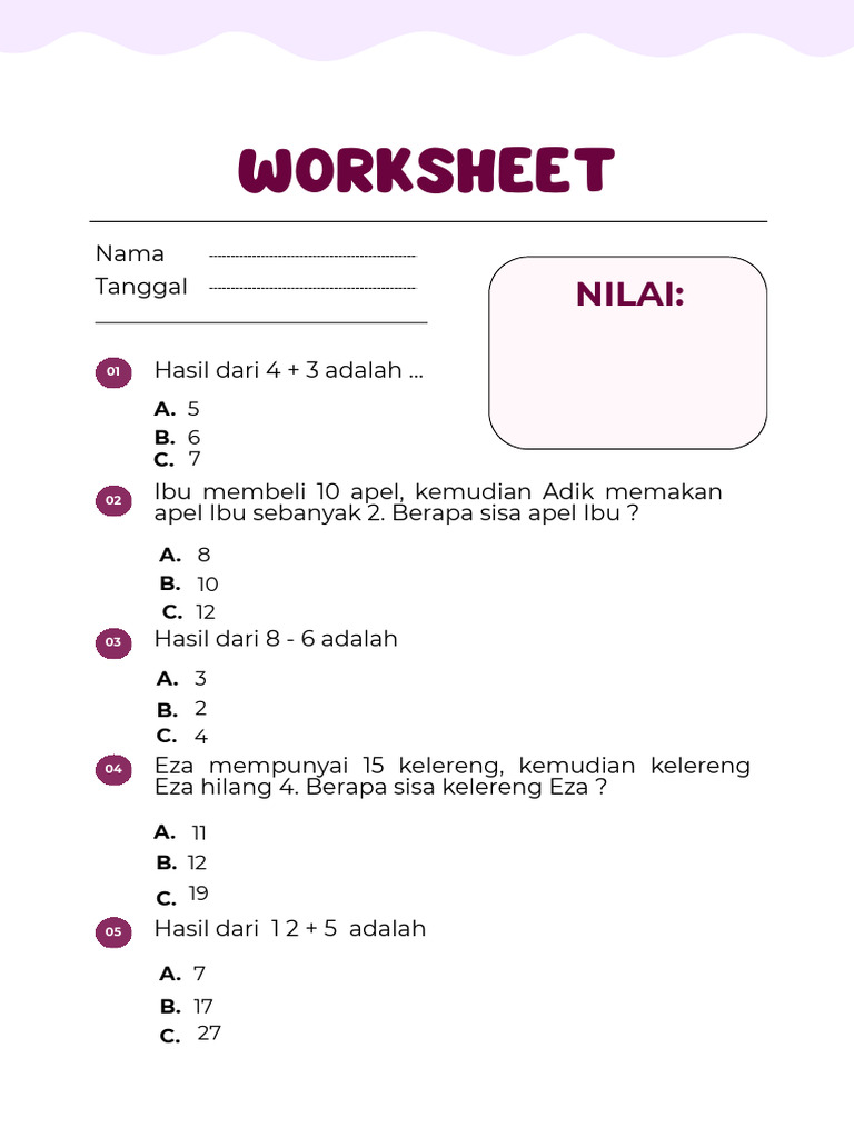Worksheet Math Bab 2 | PDF