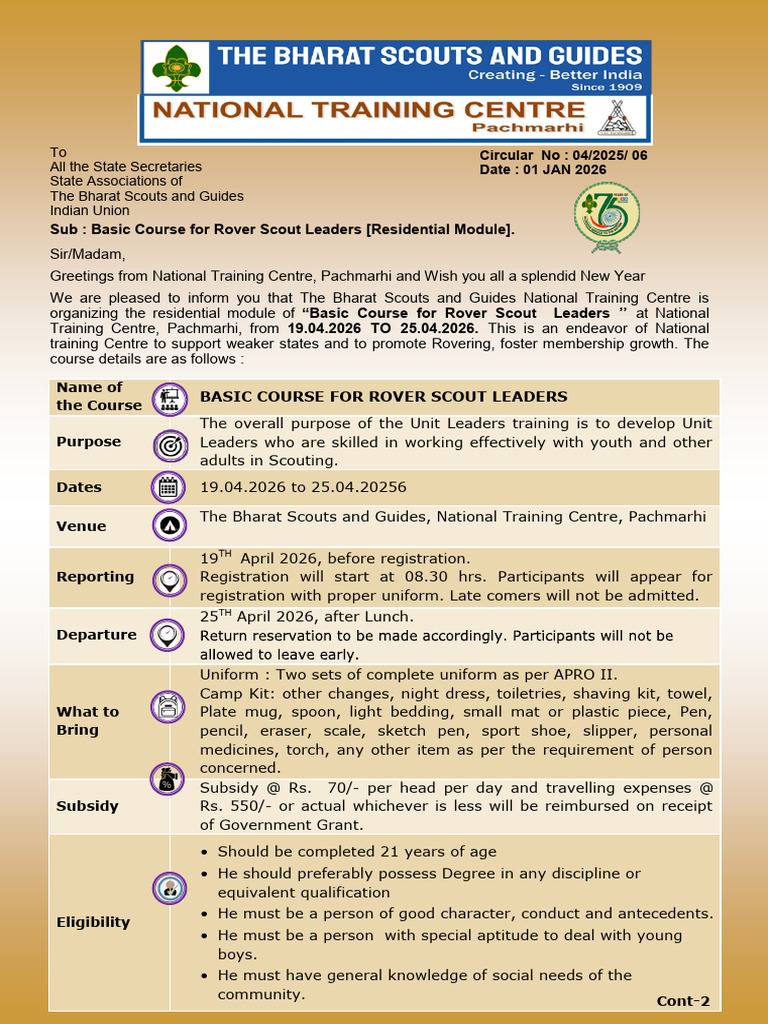 Cir - No.04-2026 - Basic Course For Rover Scout Leaders | PDF | Banks
