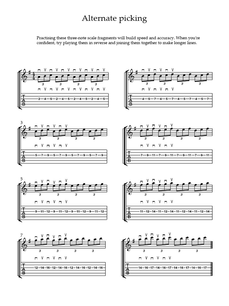 Alternate Picking 3 Note Cells | PDF
