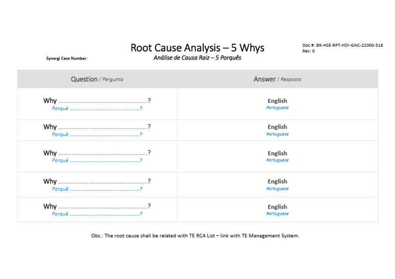 Root Cause Analysis - 5 Whys-001 | PDF