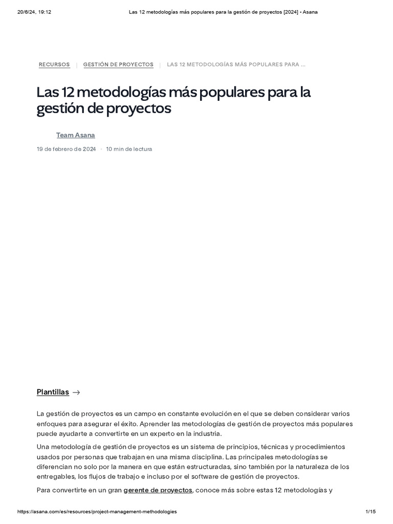 Las 12 Metodologías Más Populares para La Gestión de Proyectos (2024 ...