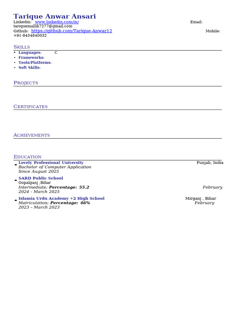 Tarique CV | PDF