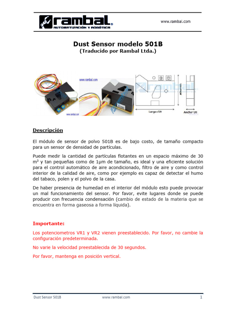 Dust Sensor Arduino 501B | PDF | Sensor | Arduino
