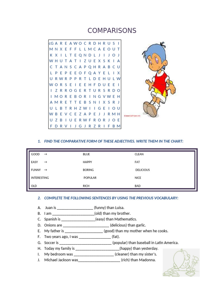 Comparatives-Wordsearches 48874 | PDF