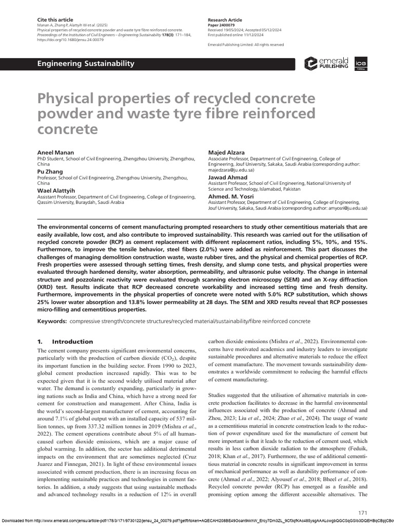 Paper On Tire Fiber in Concrete | PDF | Concrete | Cement