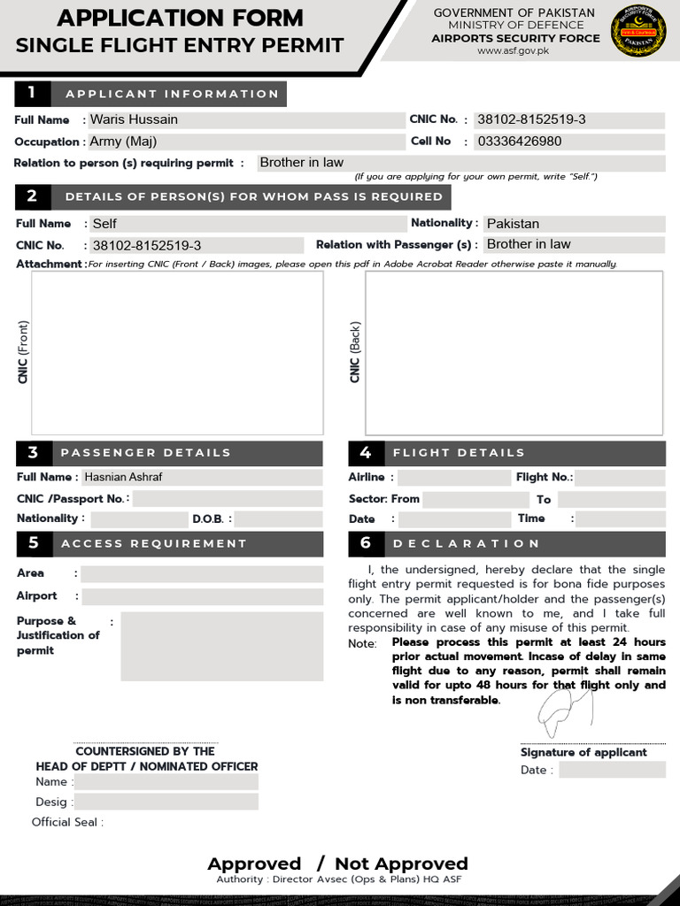 Single Flight Permit Form Final | PDF