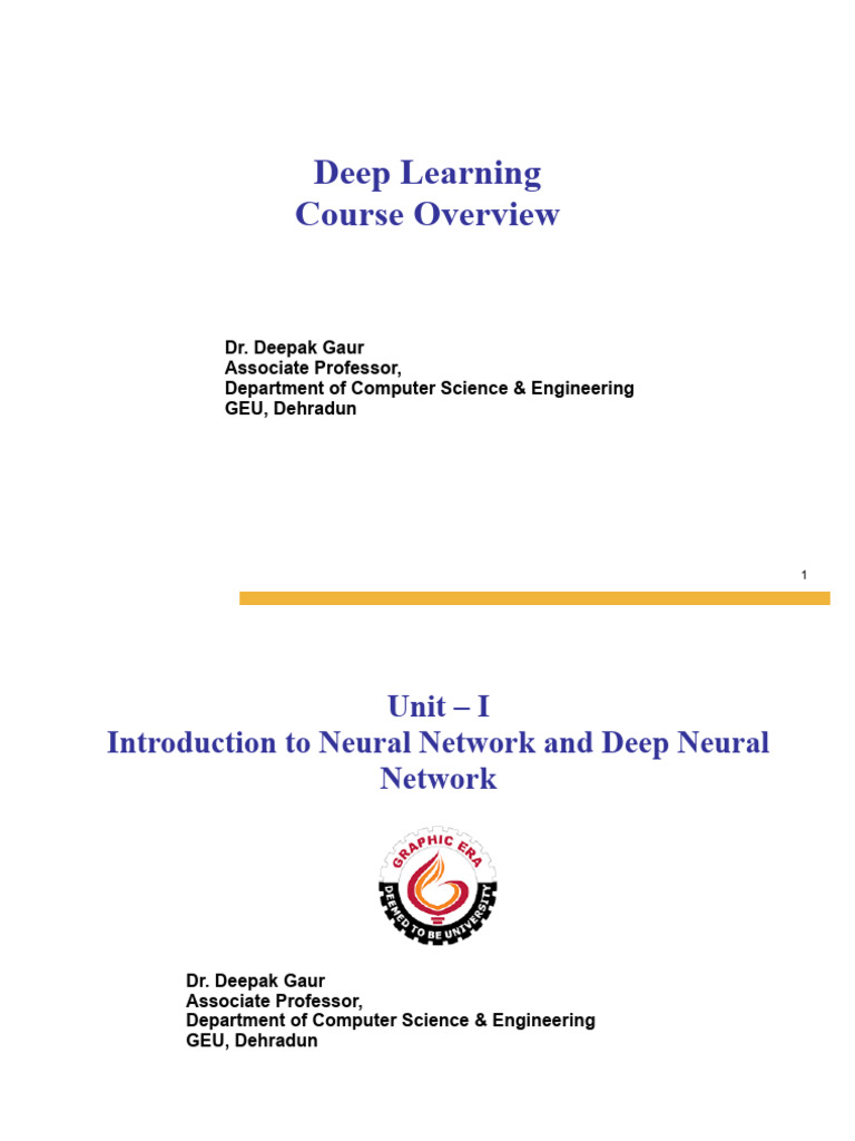 Lecture 1 Roadmap To Deep Learning | PDF | Deep Learning | Machine Learning