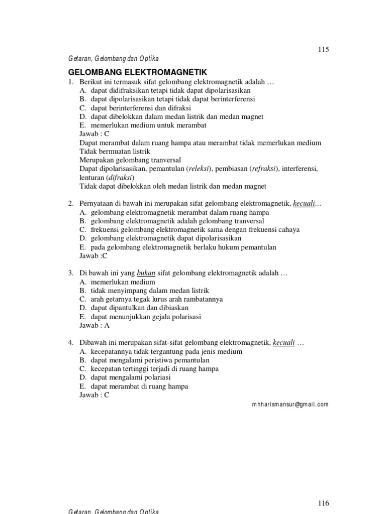 Berikut Ini Yang Bukan Sifat Gelombang Elektromagnetik Adalah Nasi