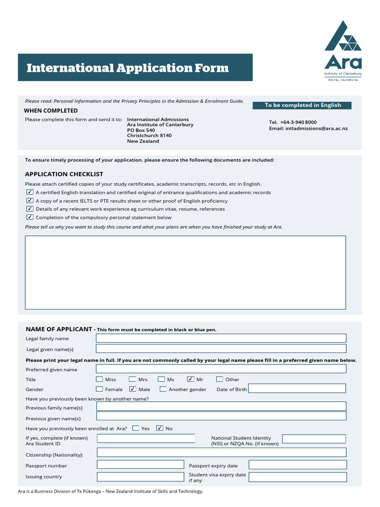ARA Application Form | PDF | Disability