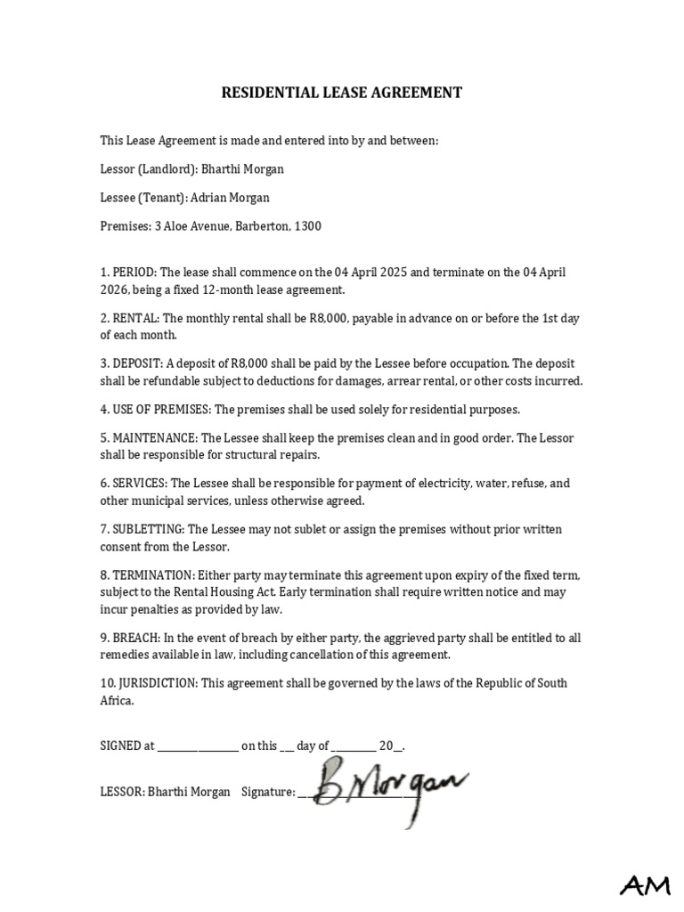 Rental Agreement Final | PDF