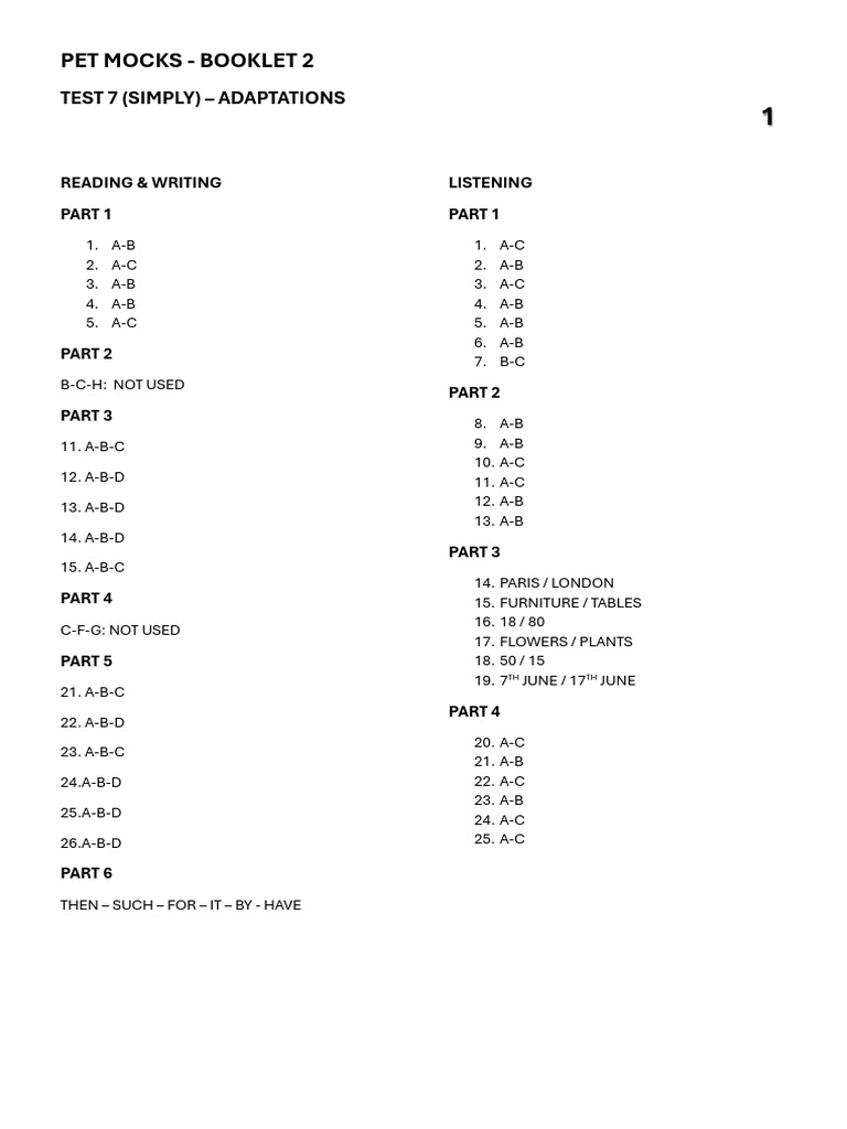 Mock Test 7 - Adaptations | PDF | Chess Theory | Chess