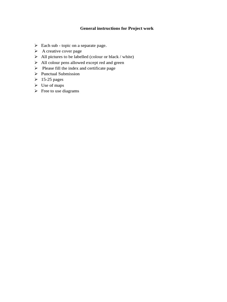 General Instructions For Project Work | PDF