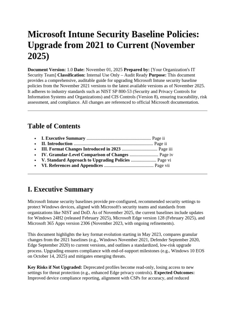 Microsoft Intune Security Baseline Policies - v1 | PDF | Windows 10 ...