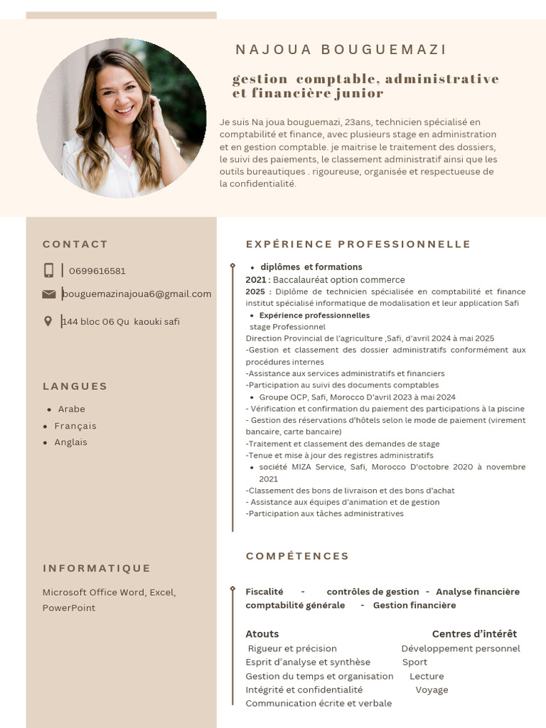 CV Français Professionnel Marron Simple | PDF | Microsoft Office ...