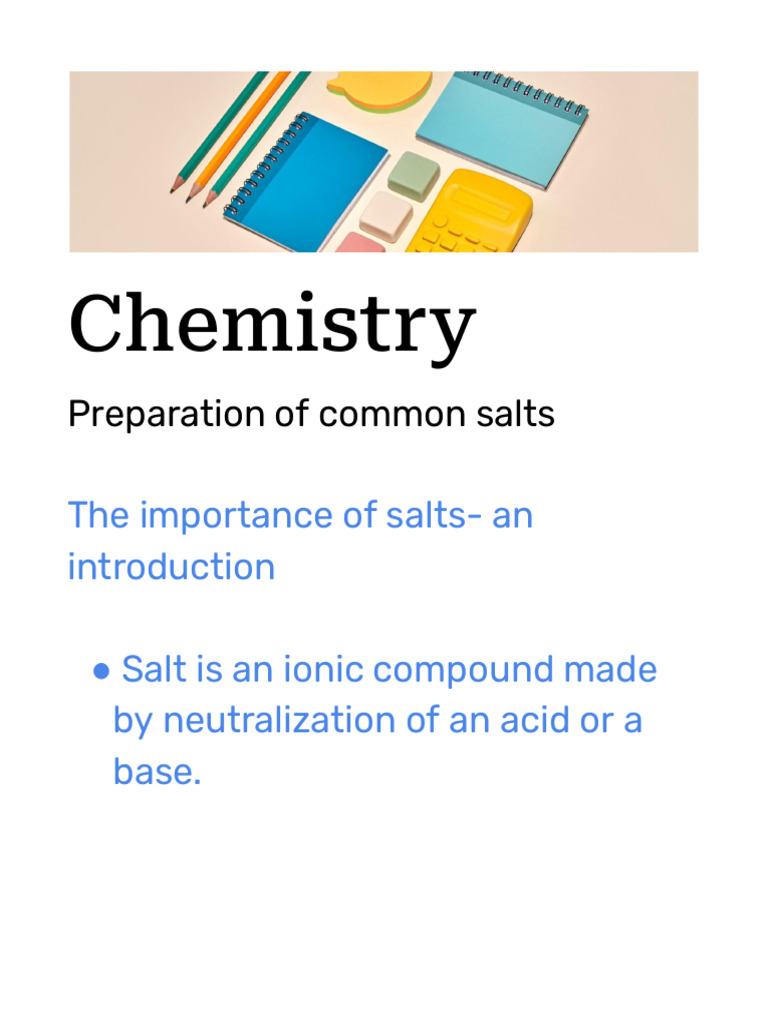 Preparation of Common Salts | PDF | Salt (Chemistry) | Solubility