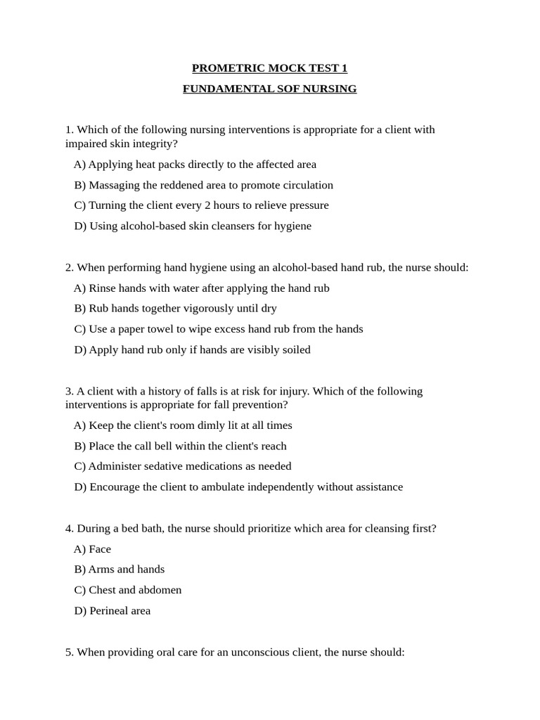 Prometric Mock Test 1 Fon | PDF | Waste | Medical Specialties