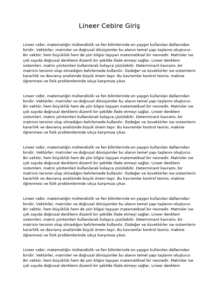 Lineer Cebir Tanım | PDF
