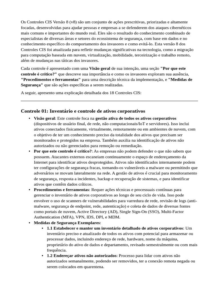 Resumo CIS CONTROL | PDF | Segurança de computadores | Segurança