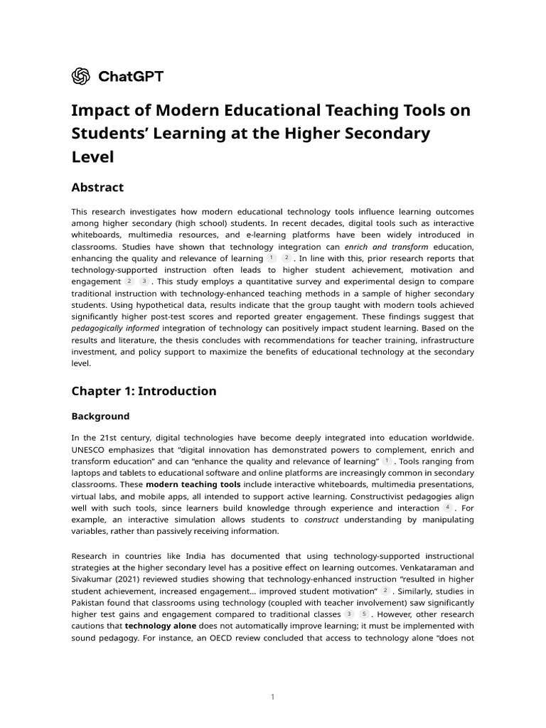 Impact of Modern Educational Teaching Tools On Students' Learning at ...