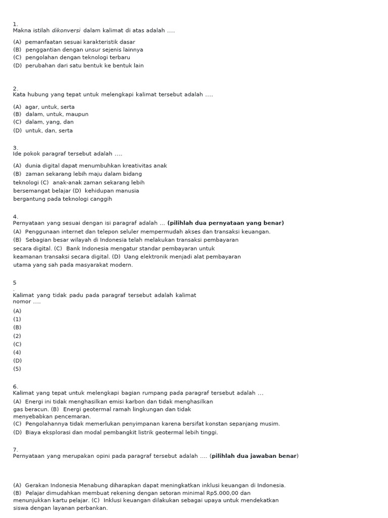 Soal Soal Bhsa Indoooo | PDF