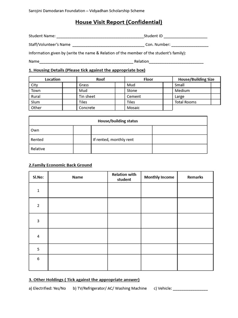 HP House Visits Report Format 2025 | PDF