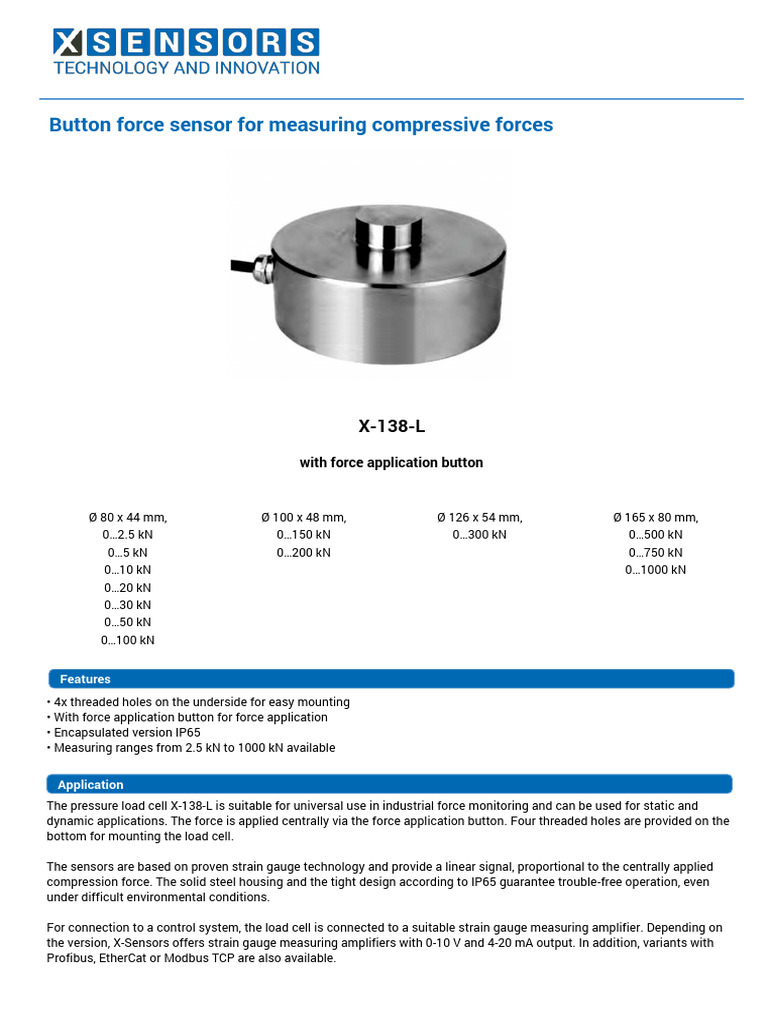 X-SENSORS - Button Force Sensor - X-138-L - EN - V1.2 | PDF ...