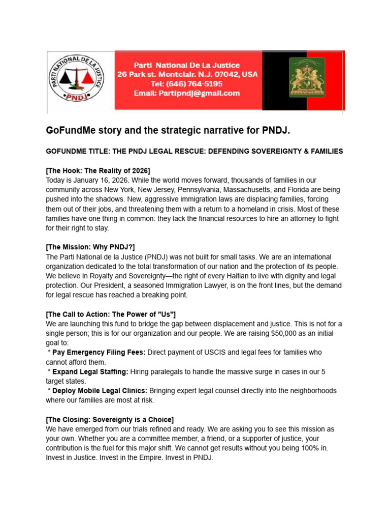 GoFundMe Story and The Strategic Narrative For PNDJ | PDF | Business ...