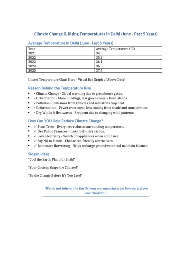 Delhi Climate Change Report A3 | PDF